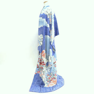 Furisode Blue Cloud Bird Silk #9685J3