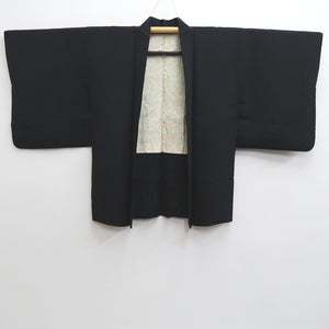 Haori Jacket Vintage(1950-1980) Black Gold Plum blossom Branch Silk #10212E1