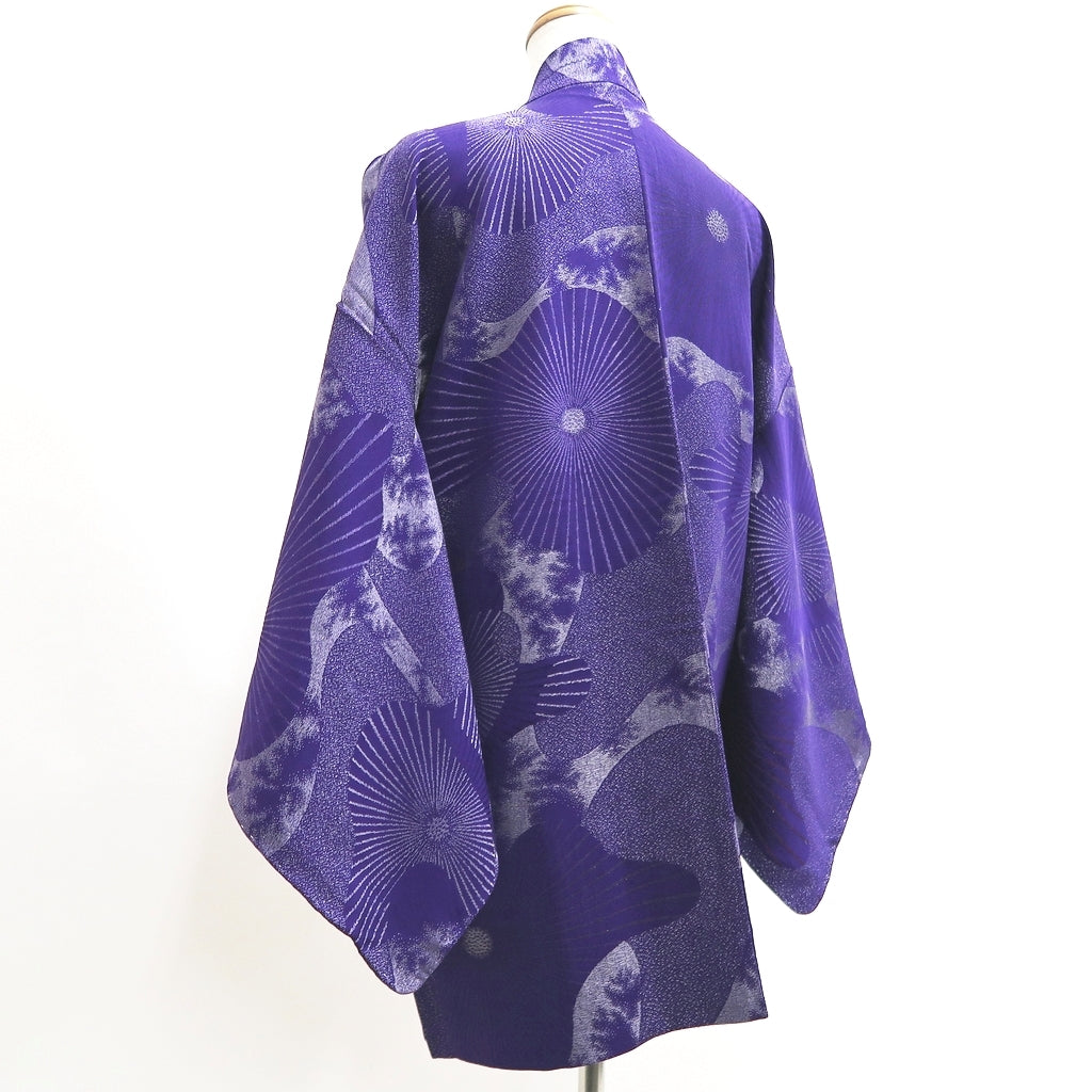 Haori Jacket Vintage(1950-1980) Purple Chrysanthemum Silk #10016C3