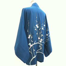 Load image into Gallery viewer, Haori Jacket Vintage(1950-1980) Blue Plum blossom Silk #10122D3
