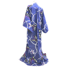 Load image into Gallery viewer, Yukata Blueish Purple Butterfly Cotton #9921B4
