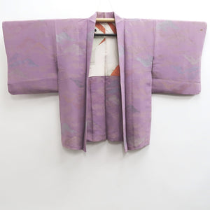 Haori Jacket Vintage(1950-1980) Lavender Gold Mountain Silk #10136D3