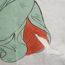 Load image into Gallery viewer, Men's Haori Vintage(1950-1980) Dark Yellow brown Utamaro Ukiyoe Bijinga Silk #10656C4
