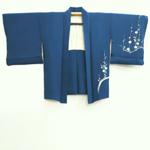 Load image into Gallery viewer, Haori Jacket Vintage(1950-1980) Blue Plum blossom Silk #10122D3
