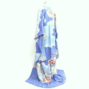 Furisode Blue Cloud Bird Silk #9685J3