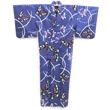 Load image into Gallery viewer, Yukata Blueish Purple Butterfly Cotton #9921B4
