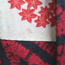 Load image into Gallery viewer, Haori Jacket Vintage(1920-1950) Red Black Shibori Asanoha Silk #9967C1
