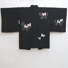Load image into Gallery viewer, Haori Jacket Vintage(1950-1980) Black Fully Embroidered Butterfly Silk #10032C4
