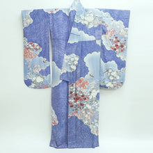 Load image into Gallery viewer, Furisode Blue Cloud Bird Silk #9685J3
