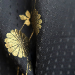 Haori Jacket Vintage(1950-1980) Black Gold Chrysanthemum Silk #10061D1