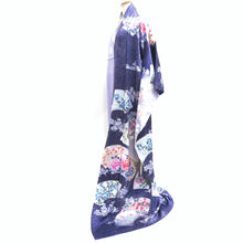 Load image into Gallery viewer, Furisode Blue Lavender Shidare Sakura Peony Tall Silk #9704J5
