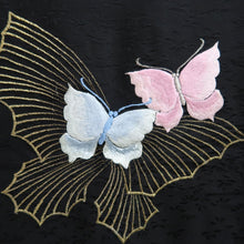 Load image into Gallery viewer, Haori Jacket Vintage(1950-1980) Black Fully Embroidered Butterfly Silk #10032C4
