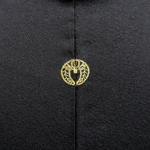 Haori Jacket Vintage(1950-1980) Black Gold Chrysanthemum Silk #9779A4