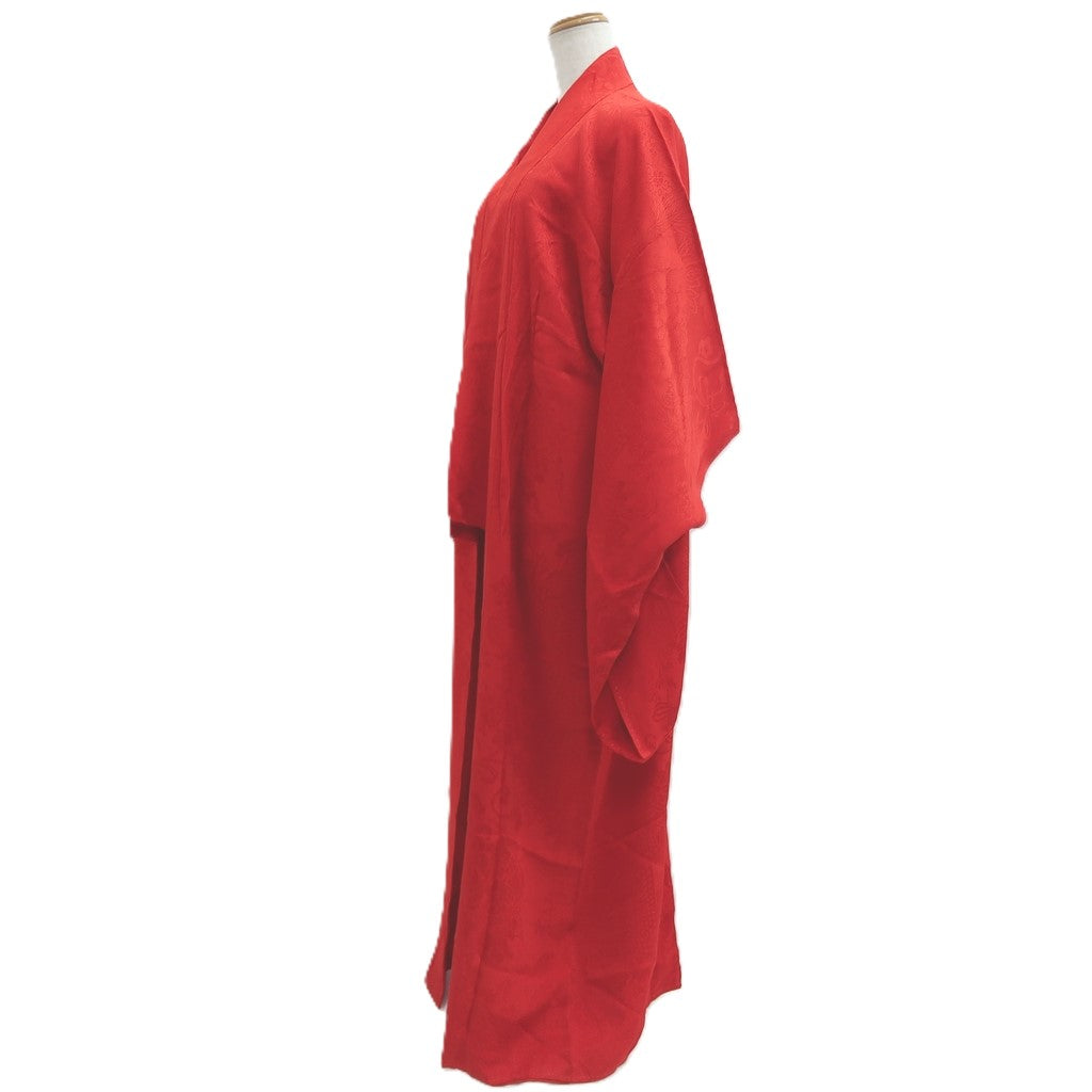 Juban Vintage(1920-1950) Red Chrysanthemum Peony Silk #10387F5