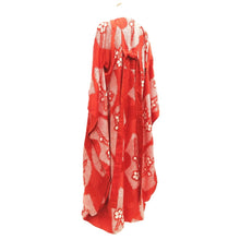 Load image into Gallery viewer, Juban Vintage(1950-1980) Red Furisode Crane Birds Shibori Silk #10512B2
