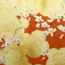 Load image into Gallery viewer, Haori Jacket Vintage(1950-1980) Vermillion Yellow Plum blossom Silk #10107D2
