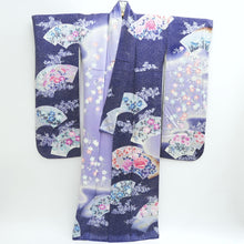 Load image into Gallery viewer, Furisode Blue Lavender Shidare Sakura Peony Tall Silk #9704J5
