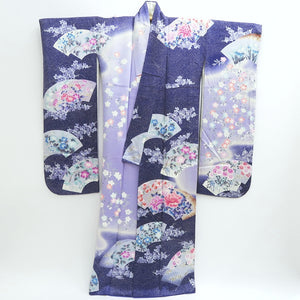 Furisode Blue Lavender Shidare Sakura Peony Tall Silk #9704J5