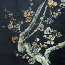 Load image into Gallery viewer, Haori Jacket Vintage(1950-1980) Black Gold Plum blossom Branch Silk #10212E1
