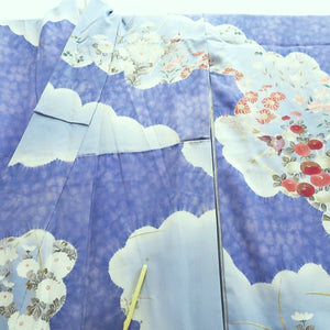 Furisode Blue Cloud Bird Silk #9685J3