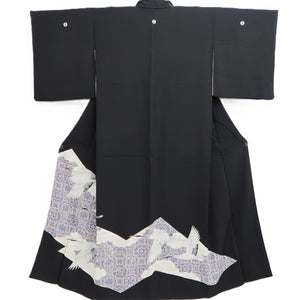 Tomesode Black Crane Birds Silk #10400A1