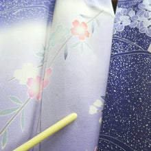 Load image into Gallery viewer, Furisode Blue Lavender Shidare Sakura Peony Tall Silk #9704J5
