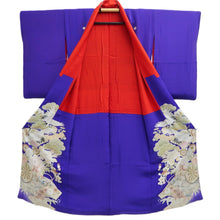 Load image into Gallery viewer, Kimono Vintage(1920-1950) Blueish Purple Crane Birds Silk #10775D4
