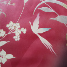 Load image into Gallery viewer, Furisode Wine red Bird Flower Tall Silk #9714J5
