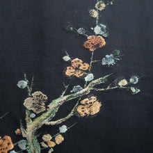 Load image into Gallery viewer, Haori Jacket Vintage(1950-1980) Black Gold Plum blossom Branch Silk #10212E1
