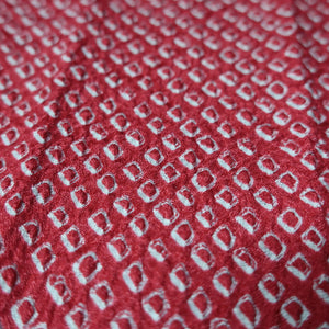 KK1408B8 Silk Kimono Fabric Vintage(1950-1980) Shibori Red 79.1x12.6in(201x32cm)