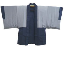 Load image into Gallery viewer, Men's Haori Vintage(1950-1980) Dark Blue Tsumugi Ukiyoe Bijin Silk #10889E4
