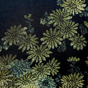 Haori Jacket Vintage(1950-1980) Black Gold Chrysanthemum Silk #9779A4