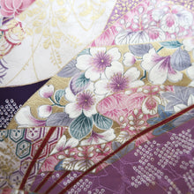 Load image into Gallery viewer, Furisode Purple Lavender Gold Sakura Kiku Tall Silk #10331F2
