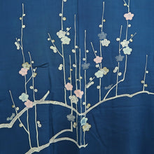 Load image into Gallery viewer, Haori Jacket Vintage(1950-1980) Blue Plum blossom Silk #10122D3
