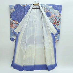 Furisode Blue Cloud Bird Silk #9685J3