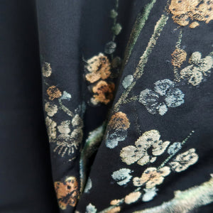 Haori Jacket Vintage(1950-1980) Black Gold Plum blossom Branch Silk #10212E1