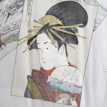 Load image into Gallery viewer, Men's Haori Vintage(1950-1980) Dark Blue Tsumugi Ukiyoe Bijin Silk #10889E4

