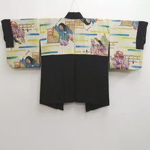 Load image into Gallery viewer, Haori Jacket Vintage(1950-1980) Black Peony Karakusa Silk #10242E3
