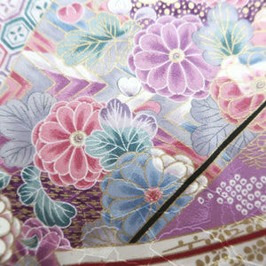 Furisode Purple Lavender Gold Sakura Kiku Tall Silk #10331F2
