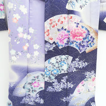 Load image into Gallery viewer, Furisode Blue Lavender Shidare Sakura Peony Tall Silk #9704J5
