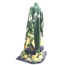 Load image into Gallery viewer, Furisode Green Cherry Blossom Pine Tree Tall Silk #11090B1
