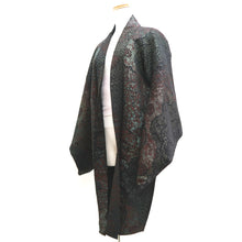 Load image into Gallery viewer, Haori Jacket Vintage(1950-1980) Black Silver Brown Michinagadori Long Silk #9780A4
