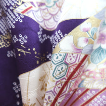 Load image into Gallery viewer, Furisode Purple Lavender Gold Sakura Kiku Tall Silk #10331F2
