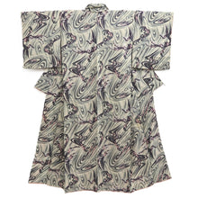 Load image into Gallery viewer, Kimono Vintage(1950-1980) Gray Curling Wave Silk #10786D5
