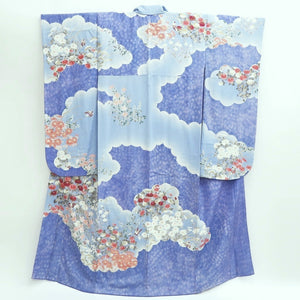 Furisode Blue Cloud Bird Silk #9685J3