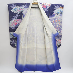 Furisode Blue Lavender Shidare Sakura Peony Tall Silk #9704J5