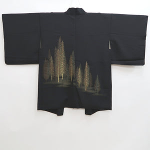 Haori Jacket Vintage(1950-1980) Black Gold Tree Silk #10062D1