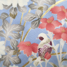 Load image into Gallery viewer, Furisode Blue Cloud Bird Silk #9685J3
