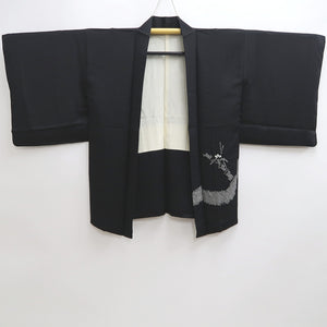 Haori Jacket Vintage(1950-1980) Black Shibori Bamboo Silk #9876B3