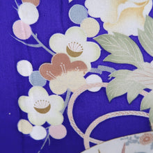 Load image into Gallery viewer, Kimono Vintage(1920-1950) Blueish Purple Crane Birds Silk #10775D4
